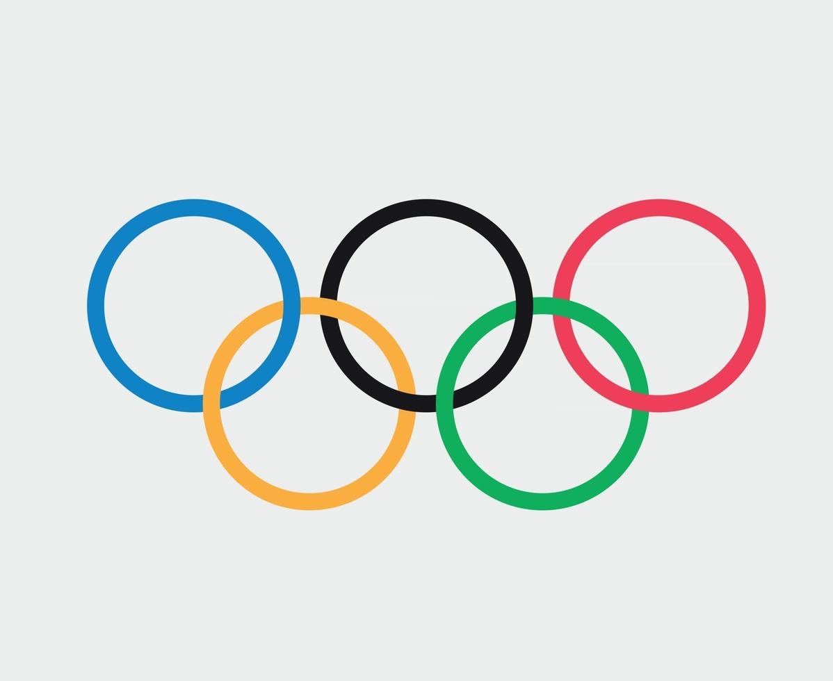 drapeau symbole des jeux olympiques. anneaux olympiques en bleu rouge jaune noir vert vecteur