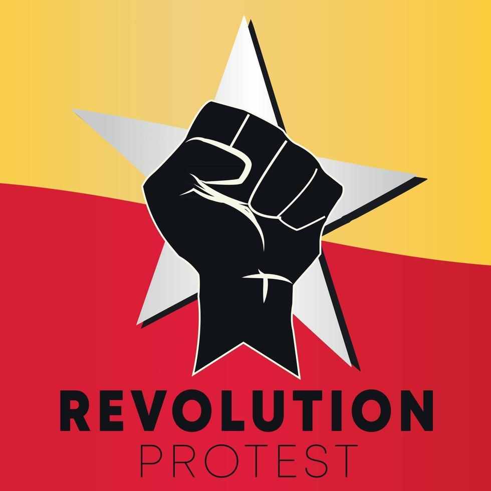 affiche de la main de la révolution et du symbole de létoile protestant vecteur