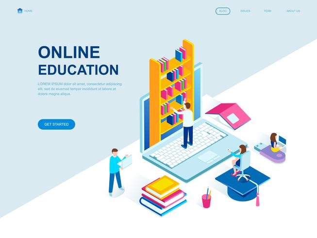 Concept isométrique d'éducation en ligne vecteur