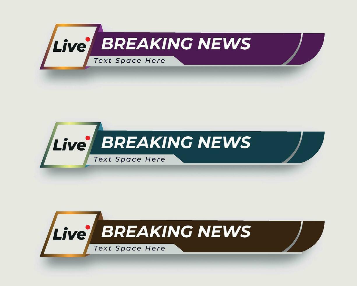 ensemble la télé nouvelles bar. bars journal. social médias barres. télévision diffuser médias Titre bannière. Titre bar vecteur