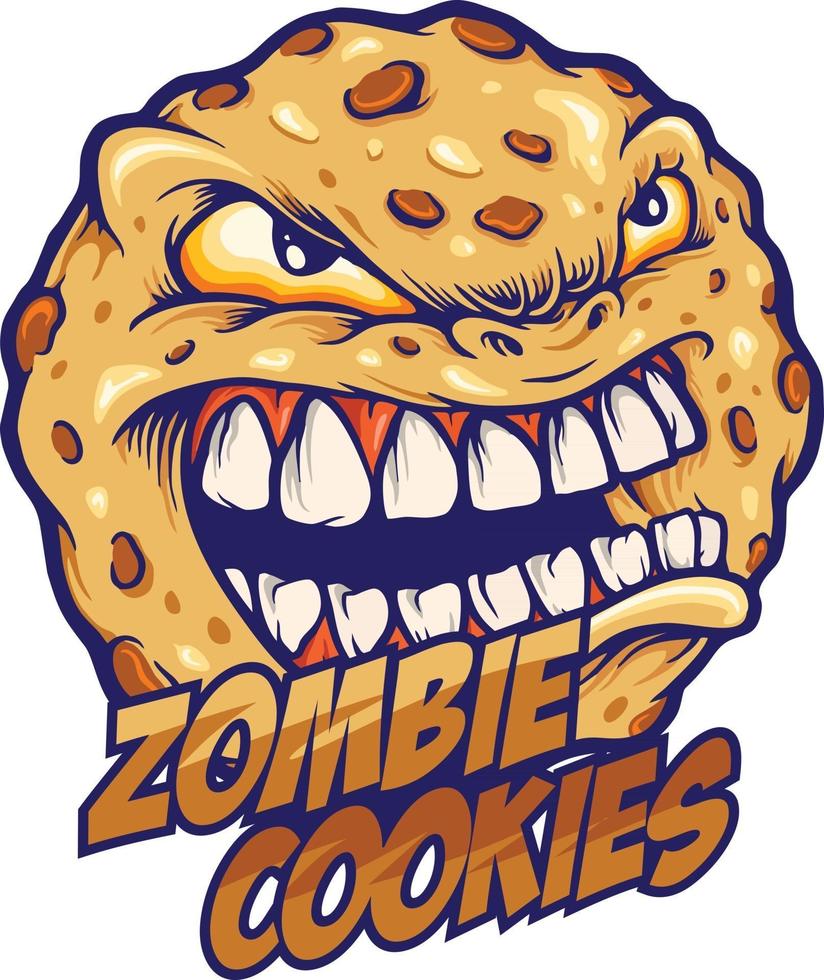 mascotte de zombie en colère cookie vecteur