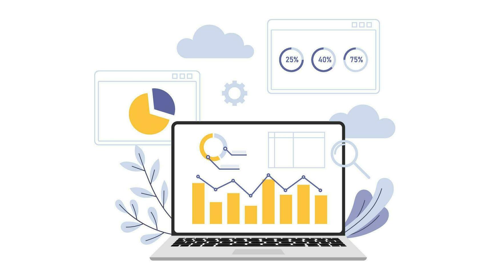 Les données analyste illustration plat conception vecteur