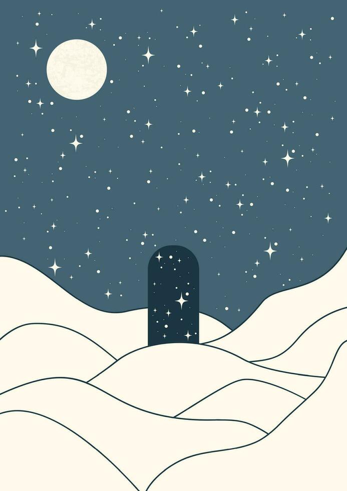 désert paysage - nuit blanc dunes illustration vecteur