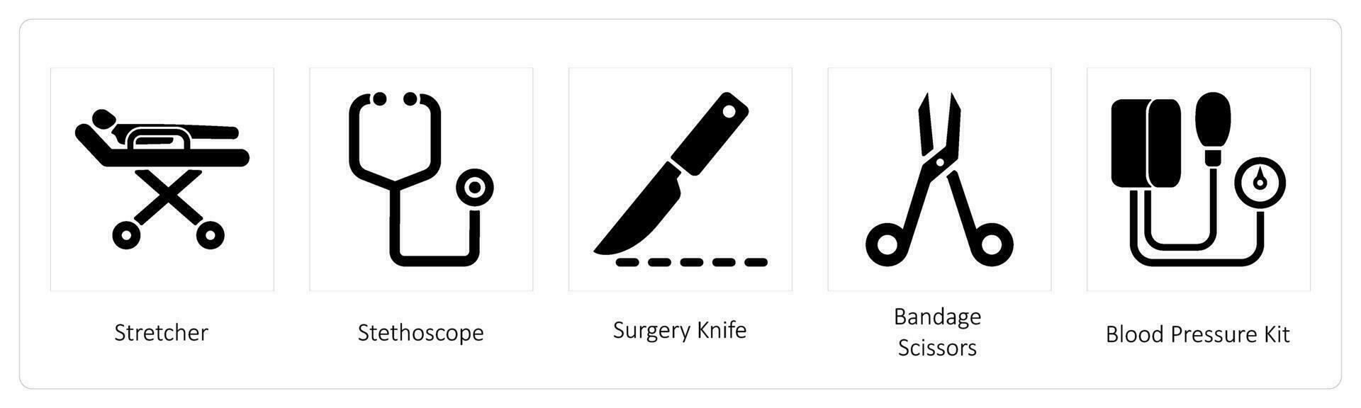 tendeur, stéthoscope, chirurgie couteau vecteur