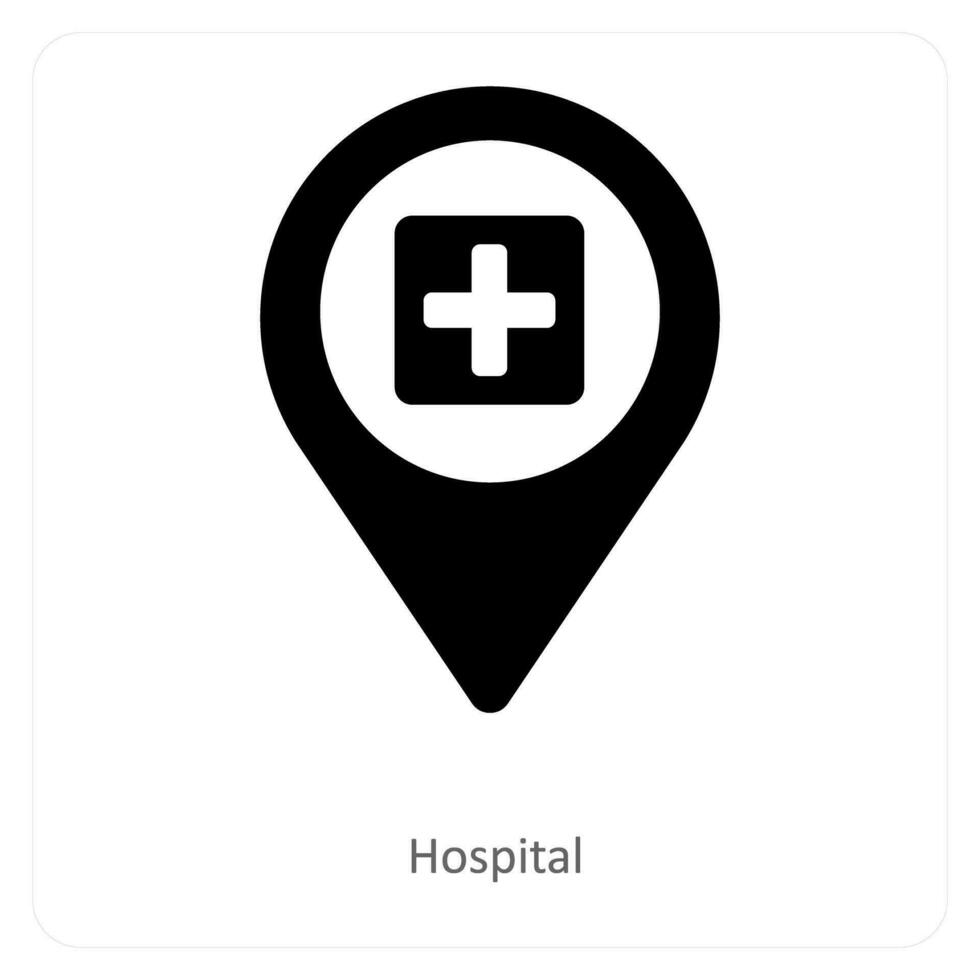 hôpital et emplacement icône concept vecteur