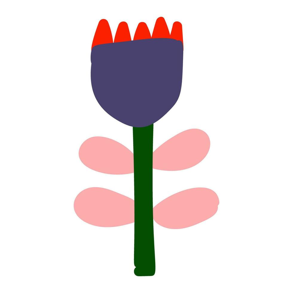 stylisé fleur dans naïve art style. main tiré minimaliste fleur. à main levée botanique imprimer. vecteur