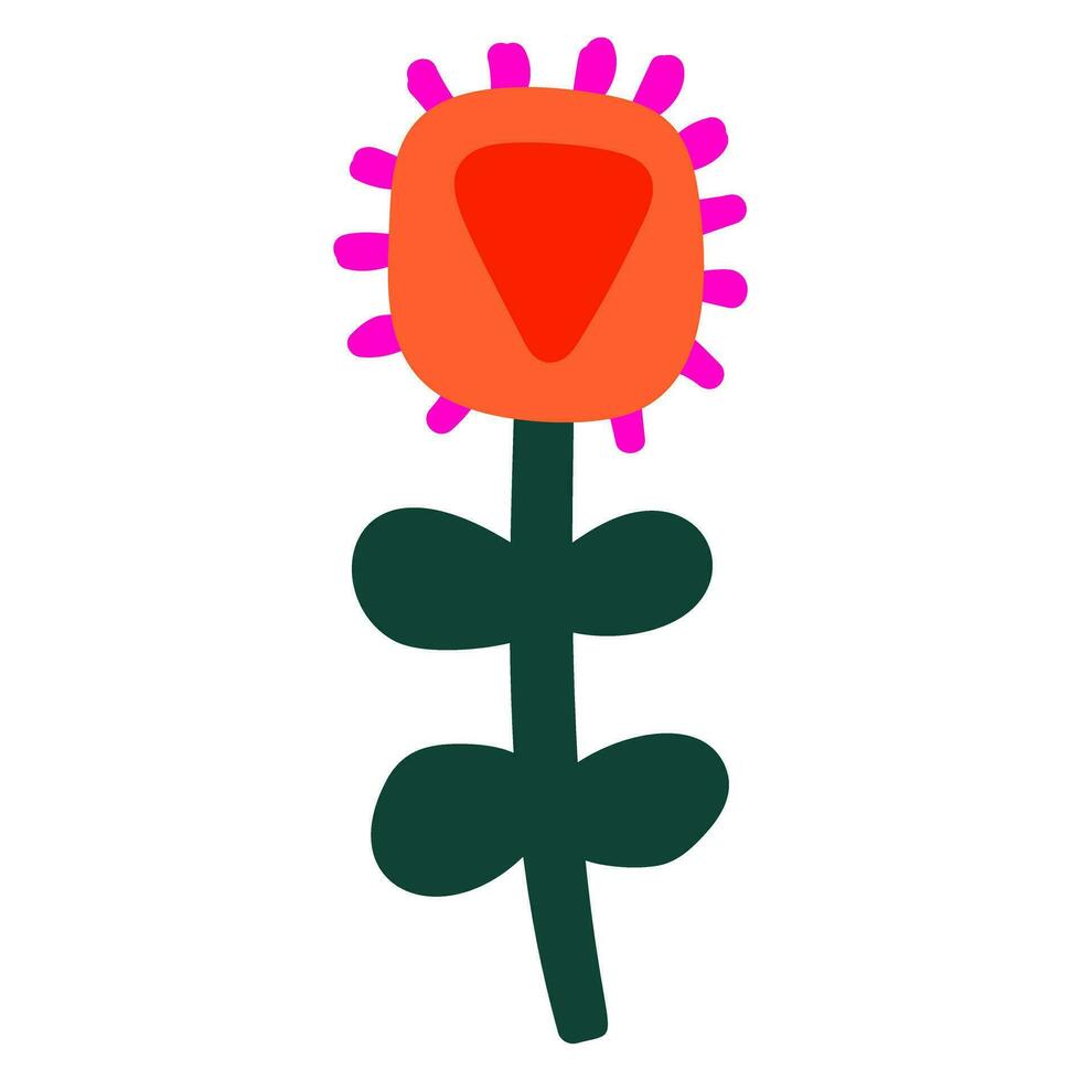 main tiré minimaliste fleur. stylisé fleur dans naïve art style. à main levée botanique impression élément. floral élément isolé. vecteur