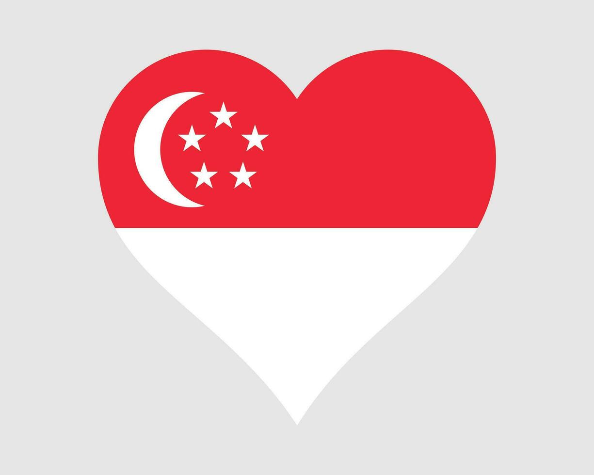 Singapour cœur drapeau. singapourien l'amour forme pays nation nationale drapeau. république de Singapour bannière icône signe symbole. eps vecteur illustration.