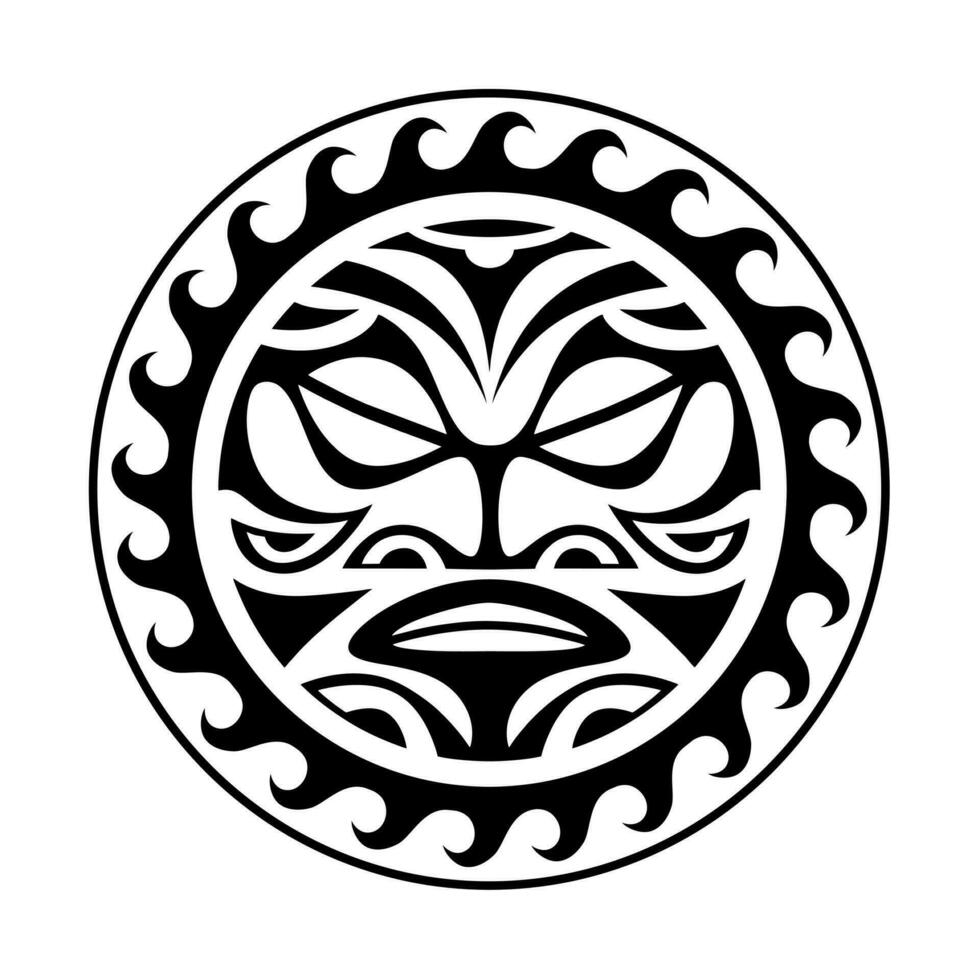 traditionnel maori rond tatouage conception. modifiable vecteur illustration. ethnique cercle ornement. africain masque.