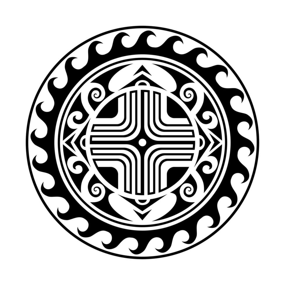 traditionnel maori rond tatouage conception. modifiable vecteur illustration. ethnique cercle ornement. africain masque.