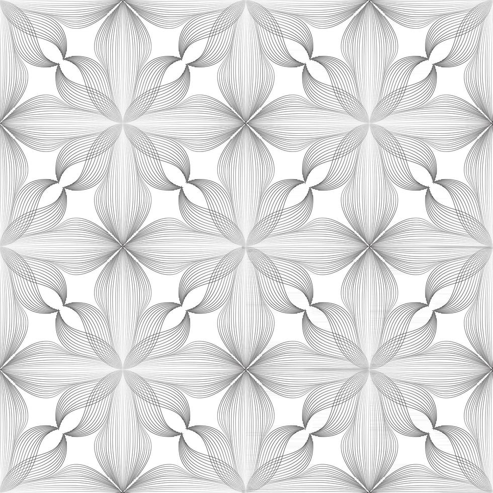 motif linéaire floral abstrait sans soudure. ornement de ligne arabe avec des formes de fleurs. motif floral de tuile d'orient avec des lignes noires. ornement asiatique. tourbillon géométrique doodle texture vecteur