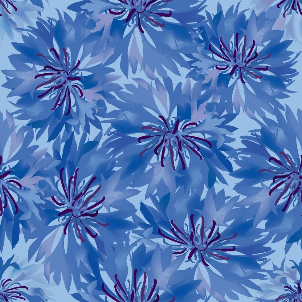 motif floral sans couture. texture de prairie de bleuet de fleurs. fond ornemental d'été de fleurs sauvages. vecteur