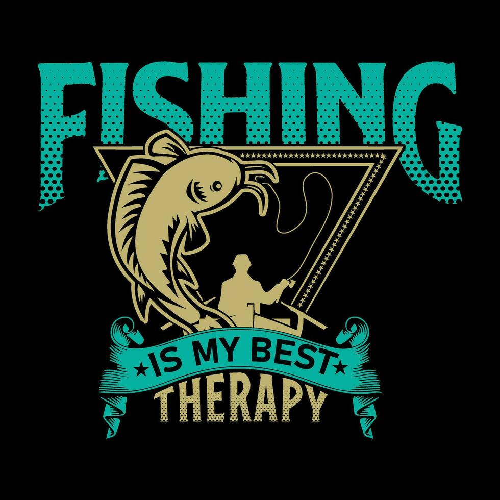 pêche est mon thérapie t chemise conception, pêche vecteur