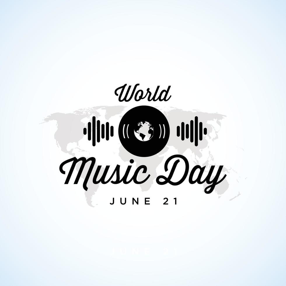 Happy world music day célébration main dessiner typographie - vecteur