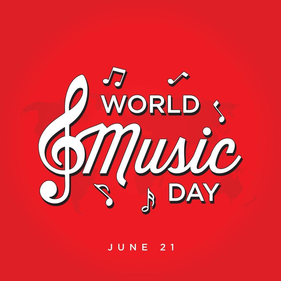 Happy world music day célébration main dessiner typographie - vecteur