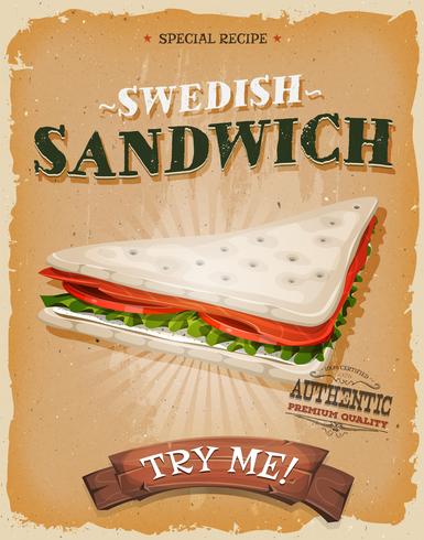Affiche suédoise grunge et de sandwich vecteur