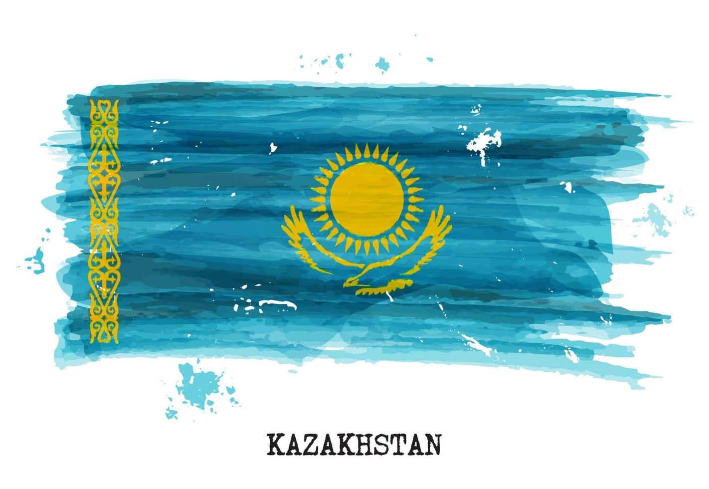 drapeau de la peinture à l'aquarelle du kazakhstan vecteur