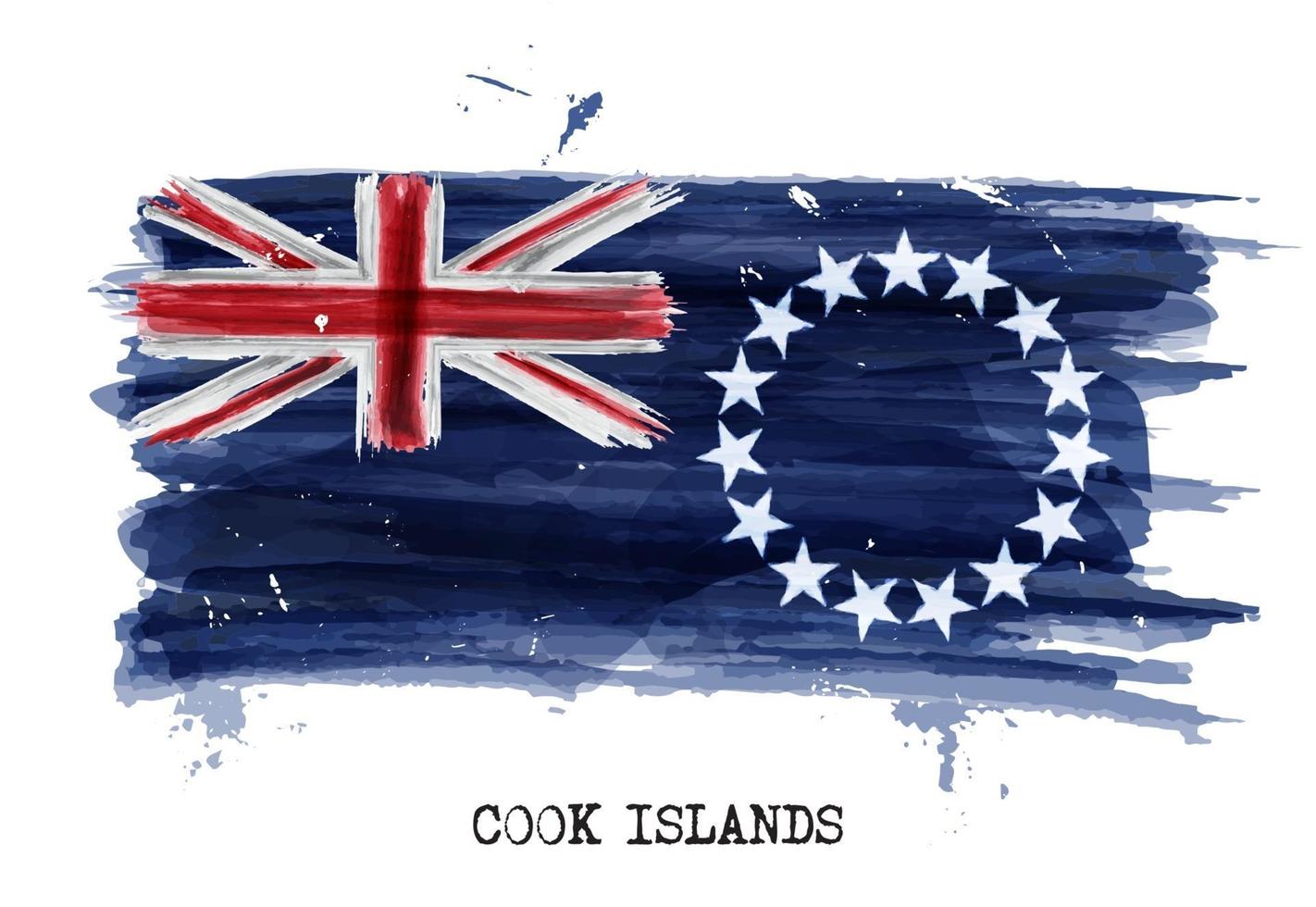 peinture à l'aquarelle drapeau des îles Cook vecteur