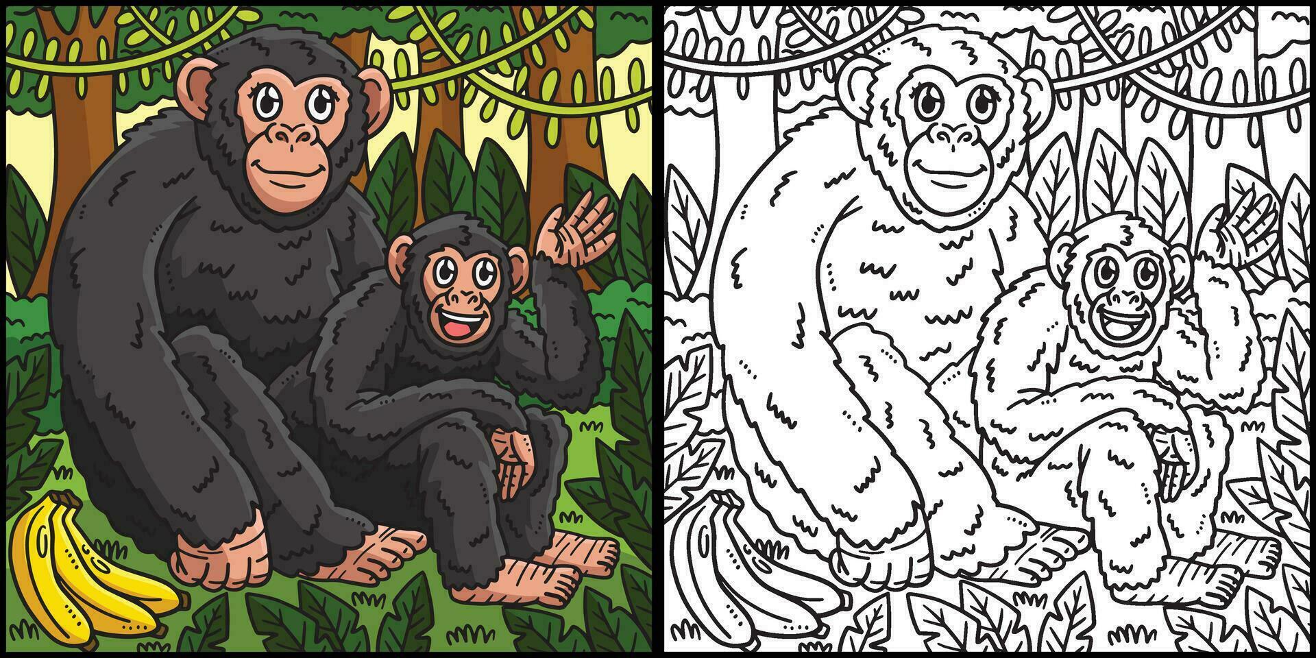 mère chimpanzé et bébé chimpanzé illustration vecteur