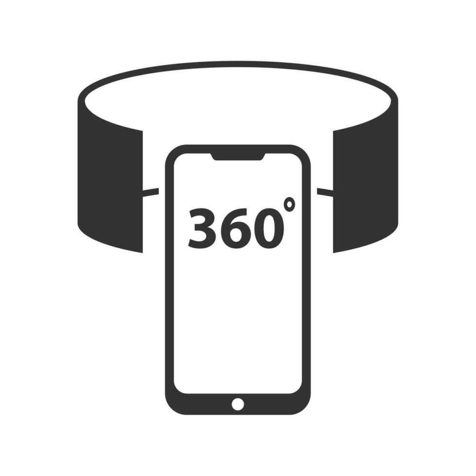 vecteur illustration de 360 diplôme téléphone intelligent caméra icône dans foncé Couleur et blanc Contexte