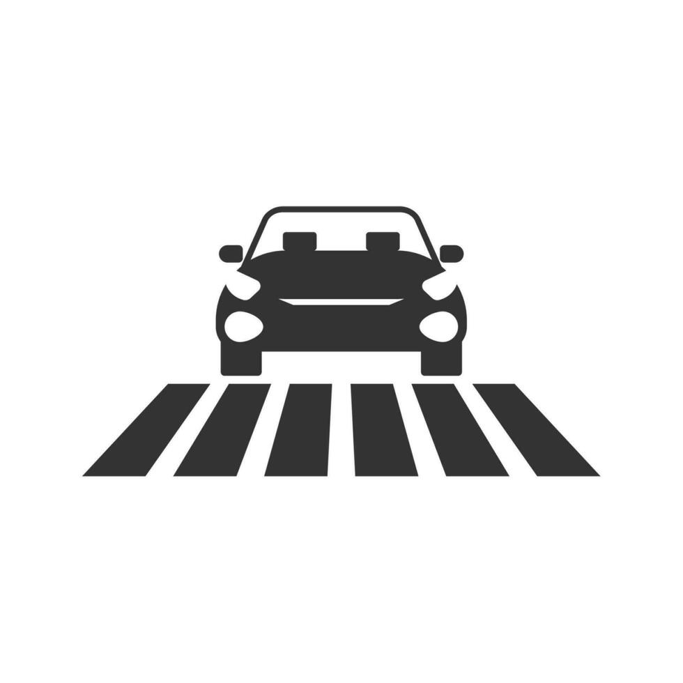 vecteur illustration de voiture à zèbre traversée icône dans foncé Couleur et blanc Contexte