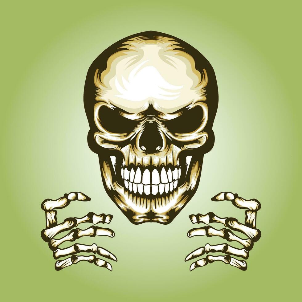 une crâne et squelette main en portant quelque chose vecteur illustration.