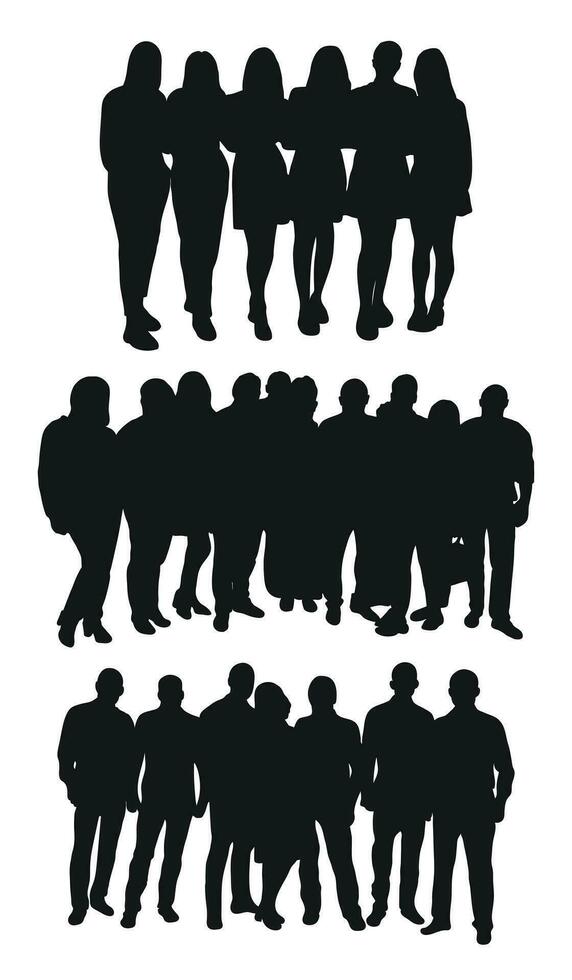 foule silhouette image, groupe de étreindre personnes. le concept de câlins de parents, chaud réunion vecteur