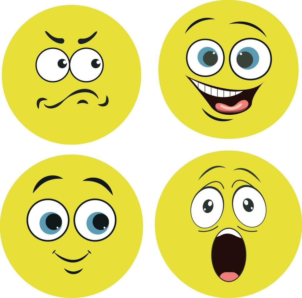 monde emoji journée. monde emoji journée cercle blanc Cadre avec marrant emoji visages et différent faciale expressions. vecteur illustration.