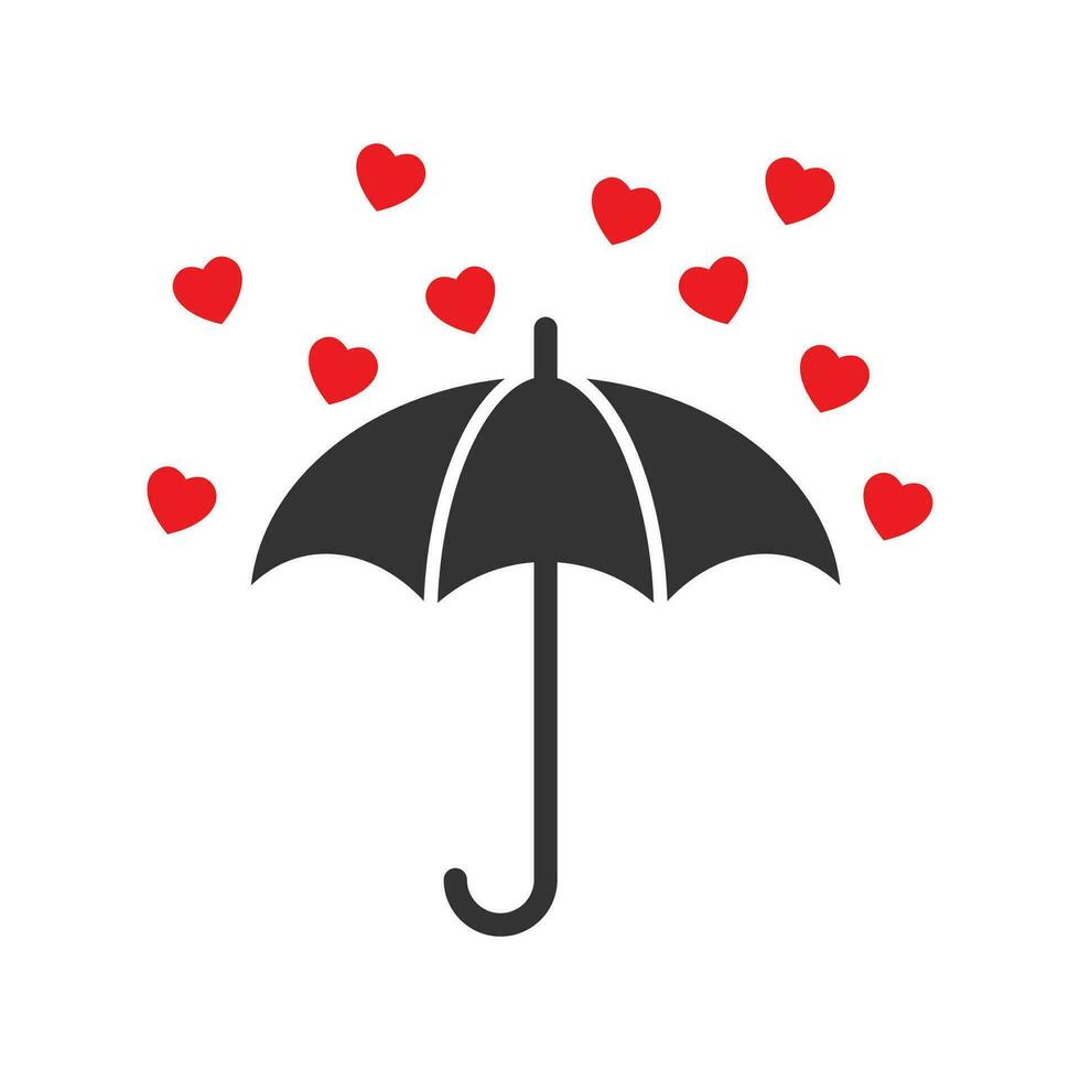 vecteur illustration de l'amour parapluie icône dans foncé Couleur et blanc Contexte