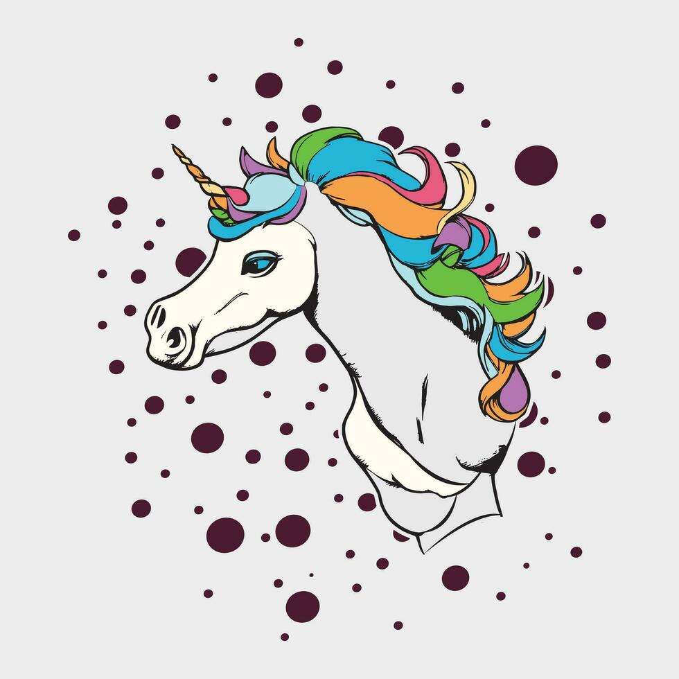 magique mignonne Licorne, vecteur illustration de une Licorne diriger.