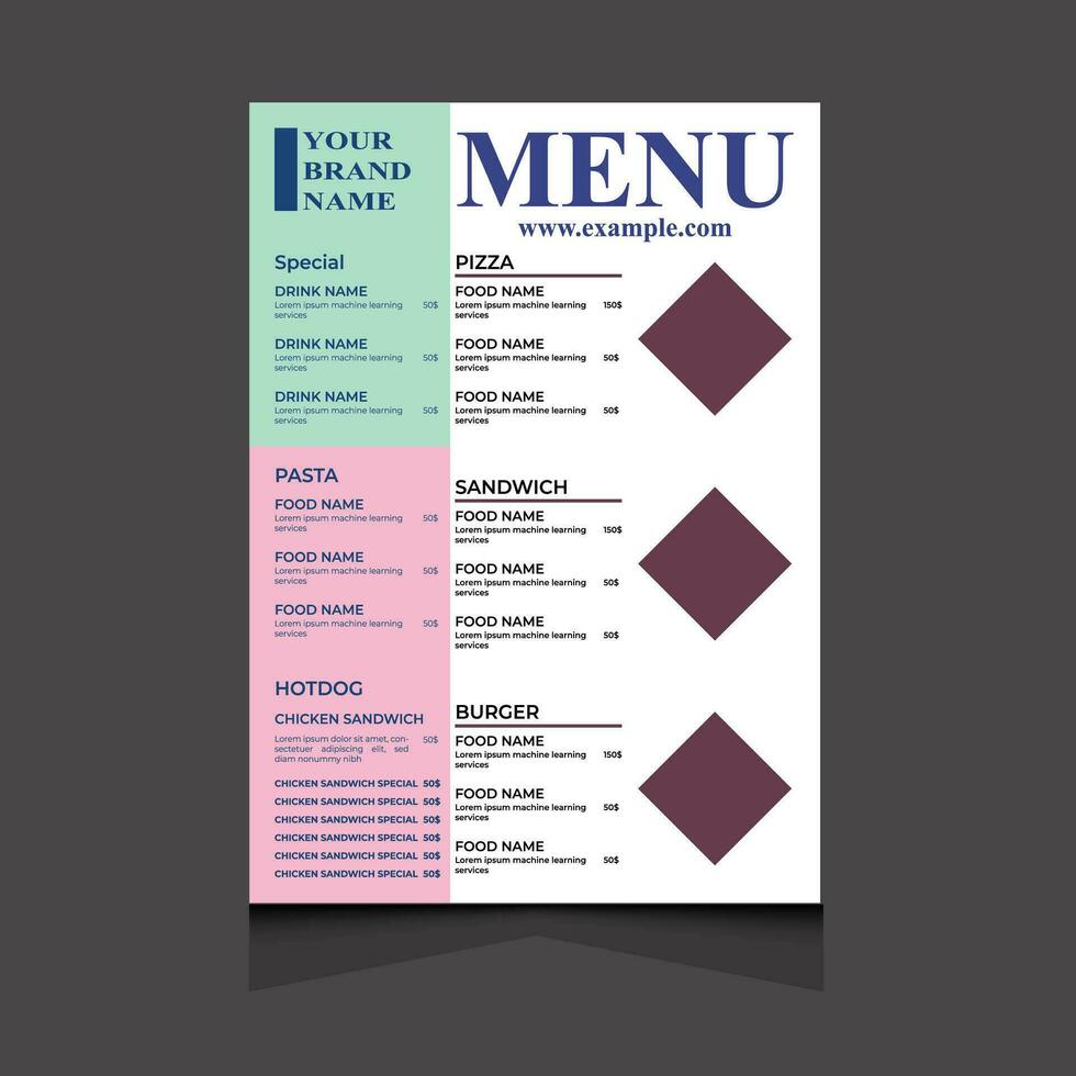 vecteur restaurant menu modèle