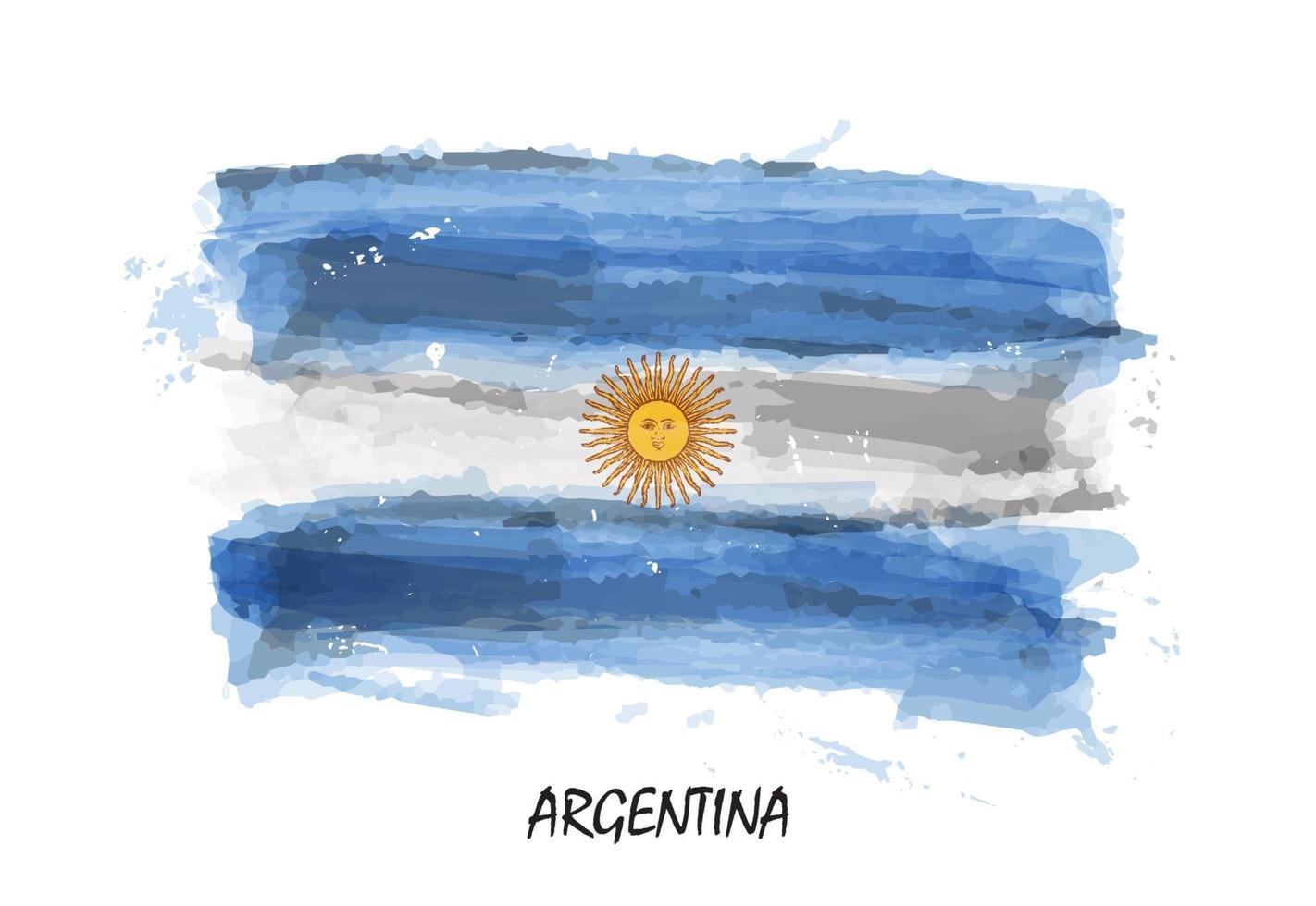 drapeau de peinture à l'aquarelle réaliste de l'argentine. vecteur