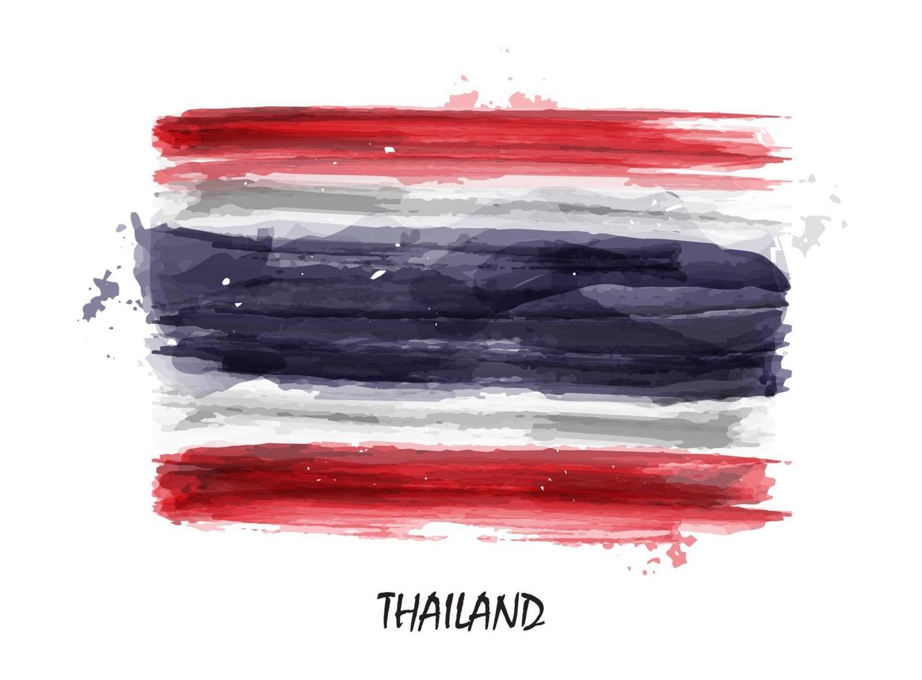 drapeau de peinture à l'aquarelle réaliste de la thaïlande. vecteur