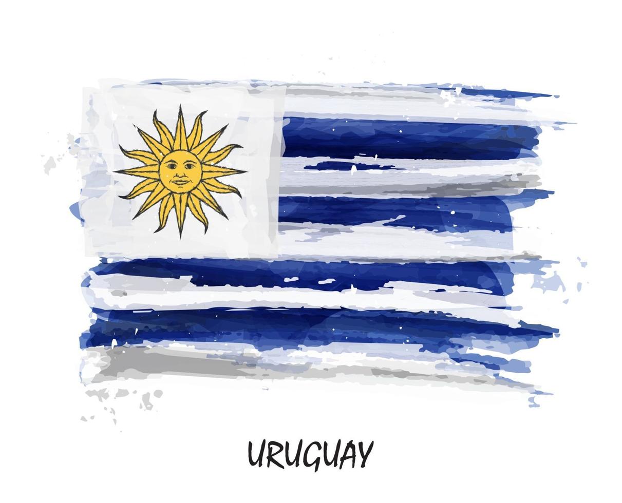 drapeau de peinture à l'aquarelle réaliste de l'uruguay. vecteur