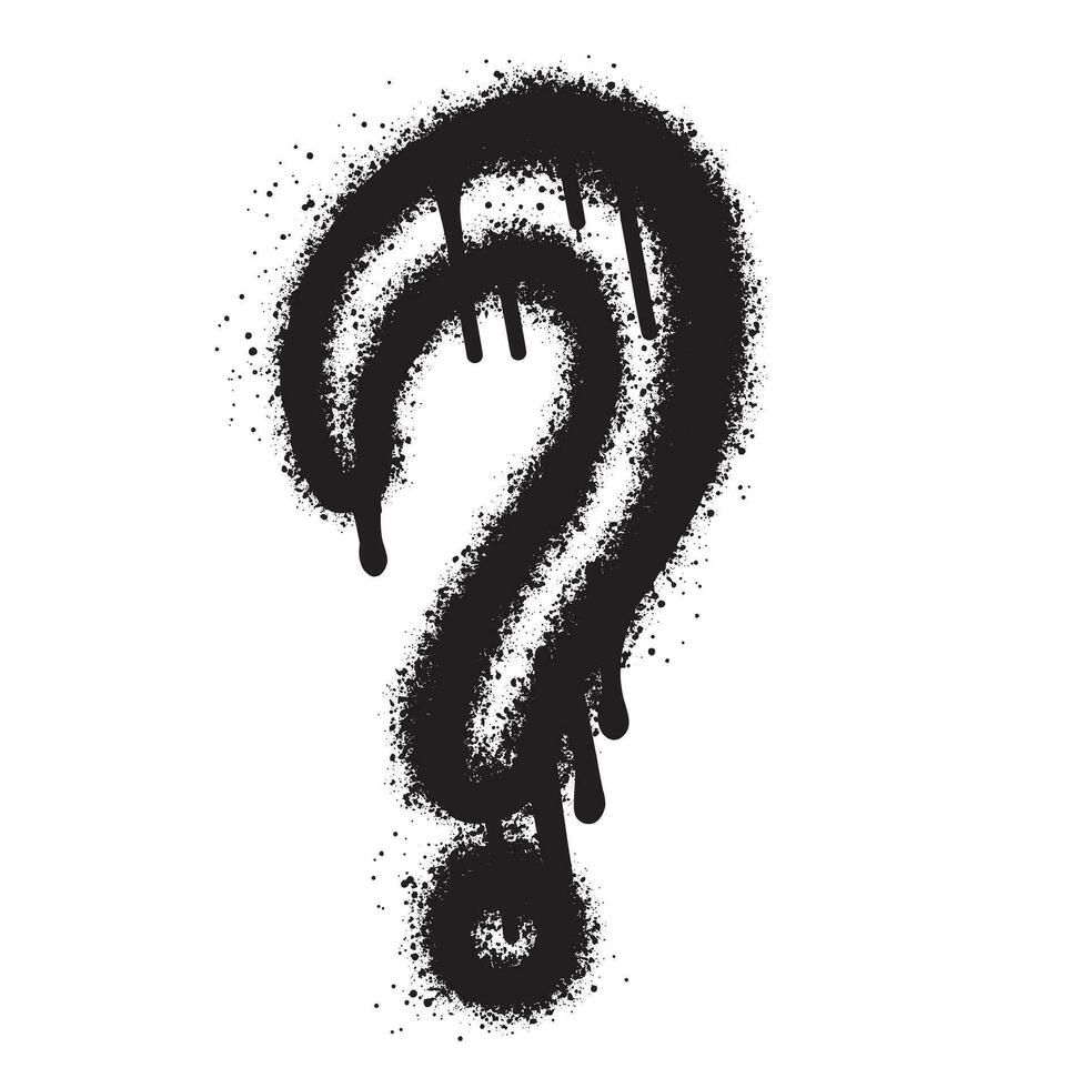 question marque icône avec noir vaporisateur peindre. graffiti question symbole avec plus de vaporisateur dans noir plus de blanche. vecteur
