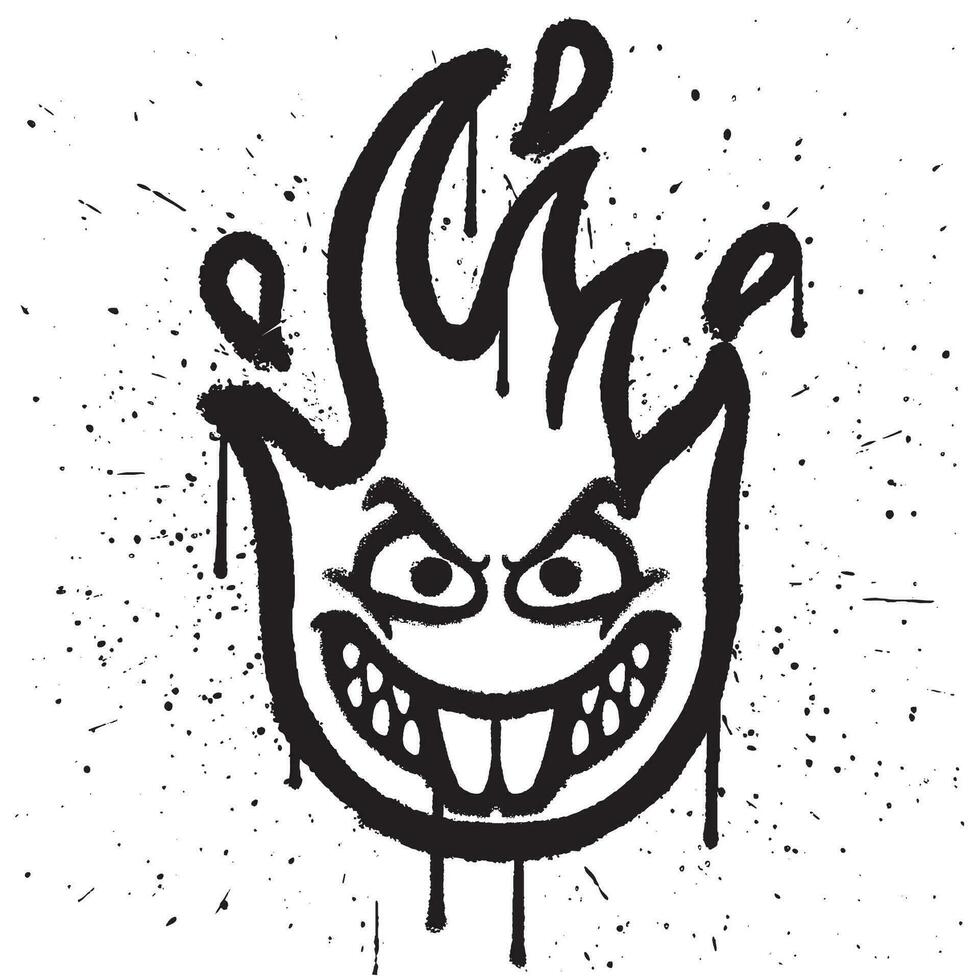 graffiti vaporisateur peindre rire Feu personnage émoticône isolé vecteur