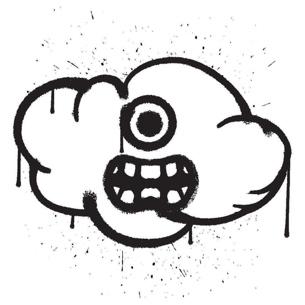 vecteur graffiti vaporisateur peindre cyclope nuage personnage isolé vecteur illustration