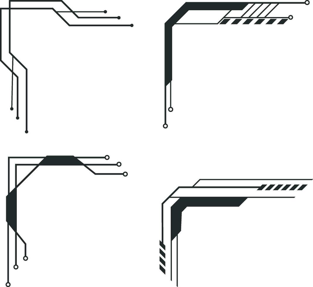 frontière coin futuriste élément. côté cadres, frontière, pour conception décoration et illustration, vecteur pro