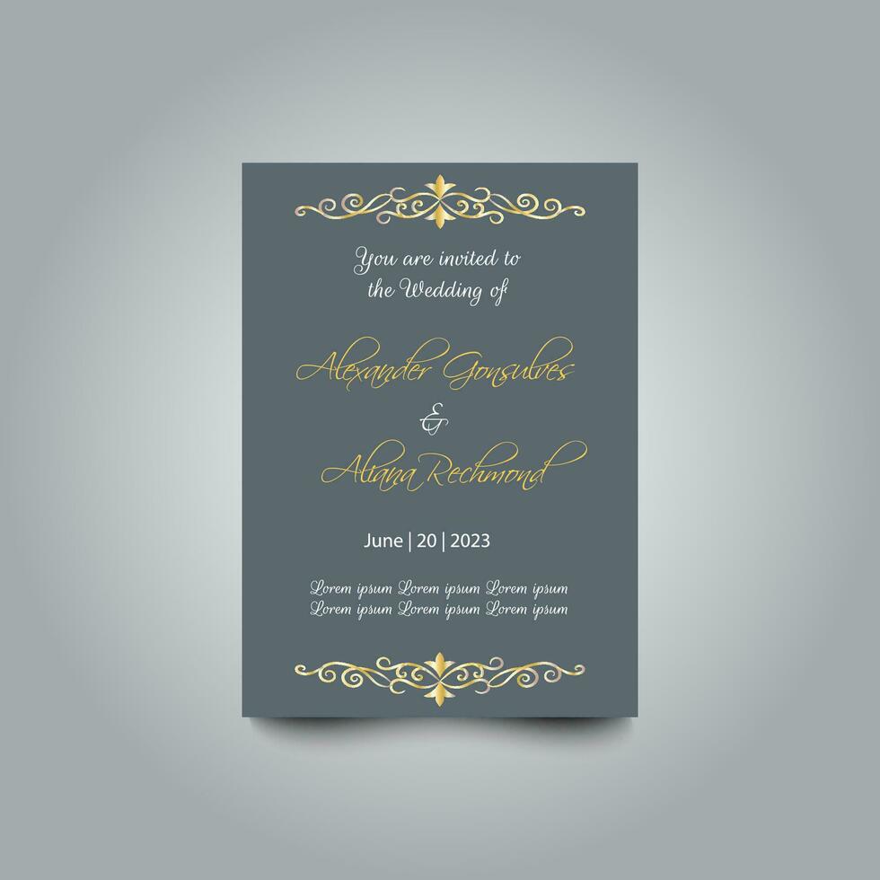 luxe mariage invitation carte conception ensemble. luxe ancien d'or vecteur invitation carte modèle