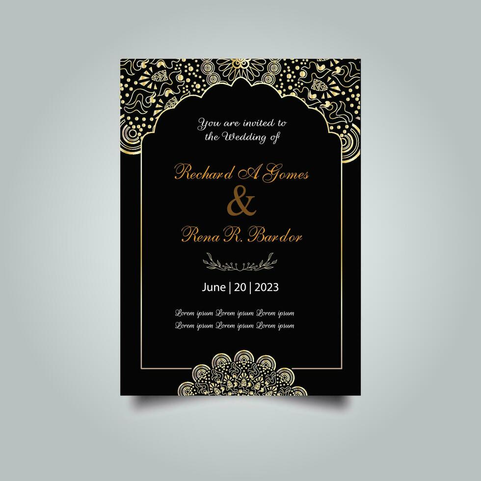 luxe mariage invitation carte conception ensemble. luxe ancien d'or vecteur invitation carte modèle