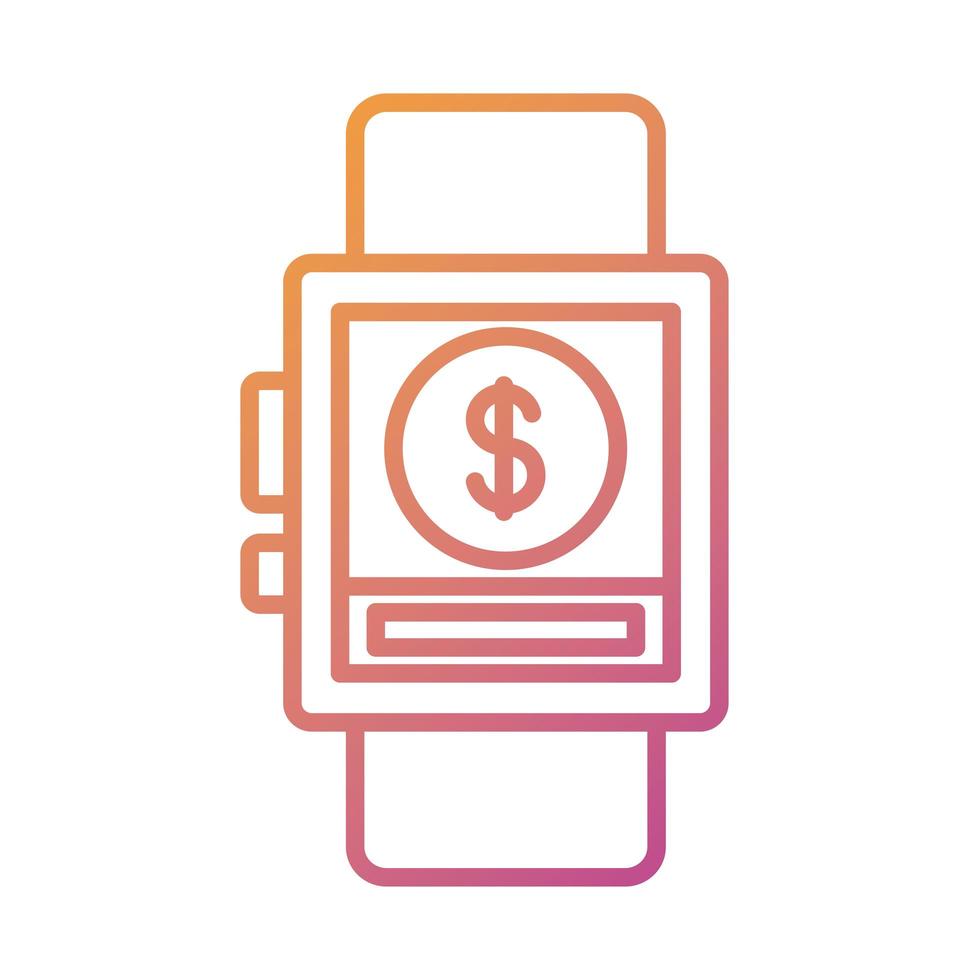 smartwatch avec style dégradant de ligne en ligne de paiement en dollars vecteur