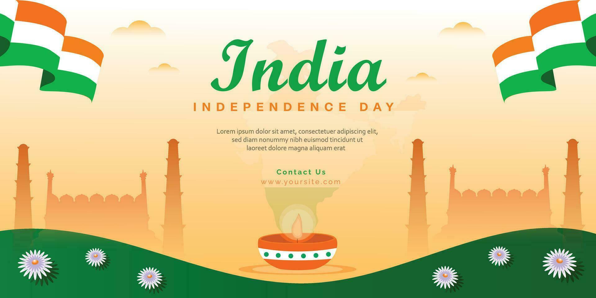 Inde content indépendance journée nuage Jaune Couleur pente Contexte affiche conception vecteur