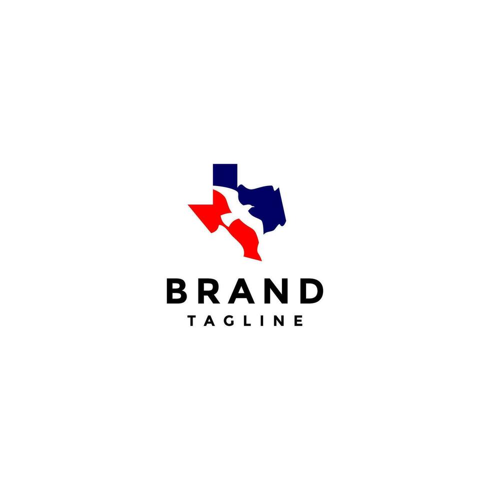 oiseau silhouette à l'intérieur Texas Etat carte logo conception. Texas Etat carte avec oiseau silhouette dans le centre logo conception. vecteur