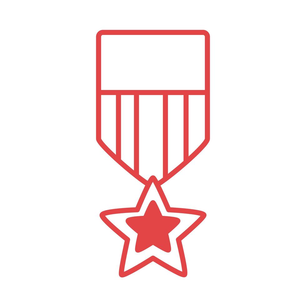 médaille avec style de ligne de drapeau des états-unis d'amérique vecteur