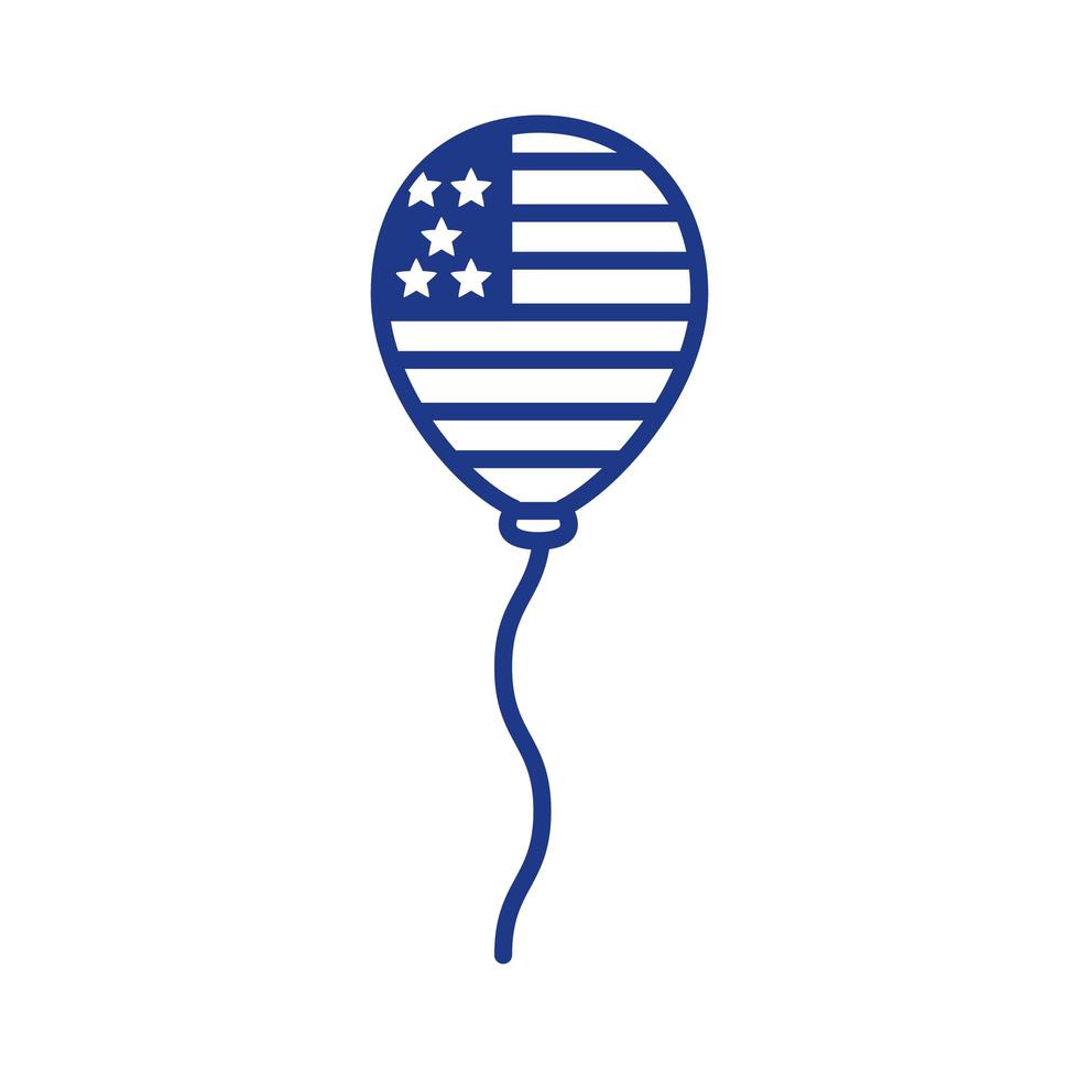 ballon d'hélium avec style de ligne de drapeau des états-unis d'amérique vecteur