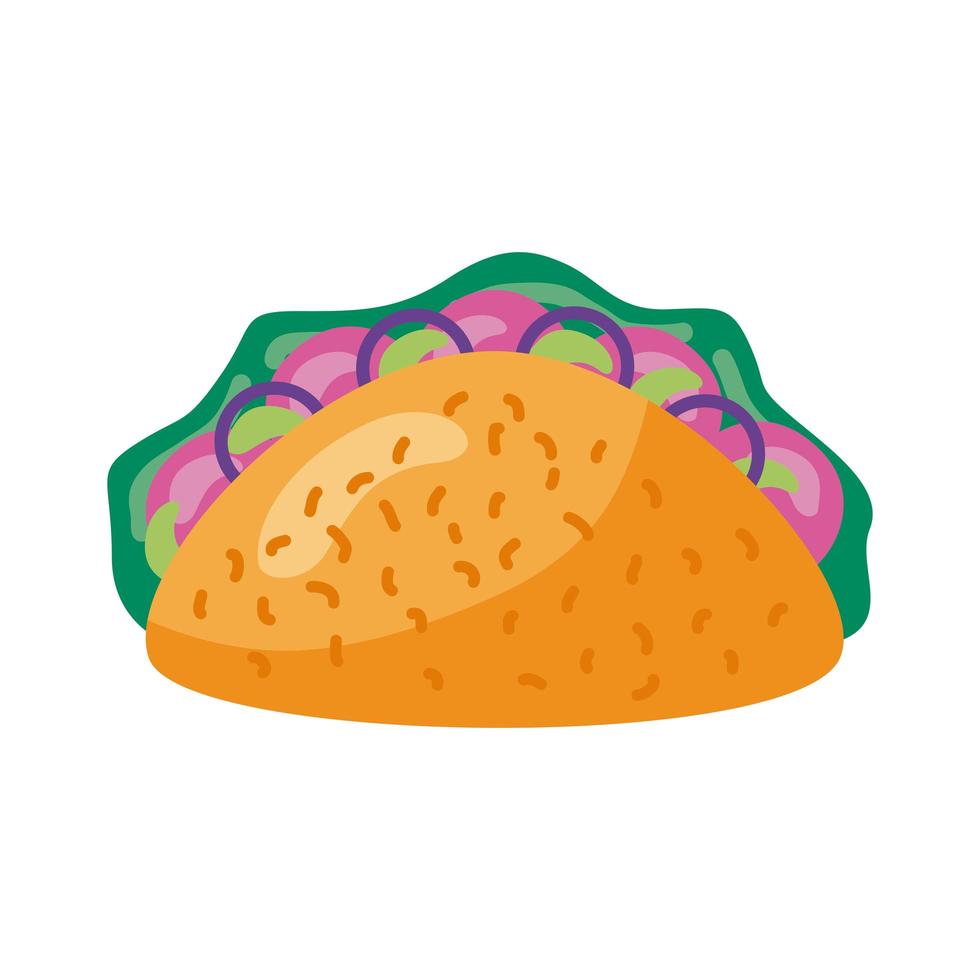 icône de style détaillé de délicieux tacos mexicains vecteur