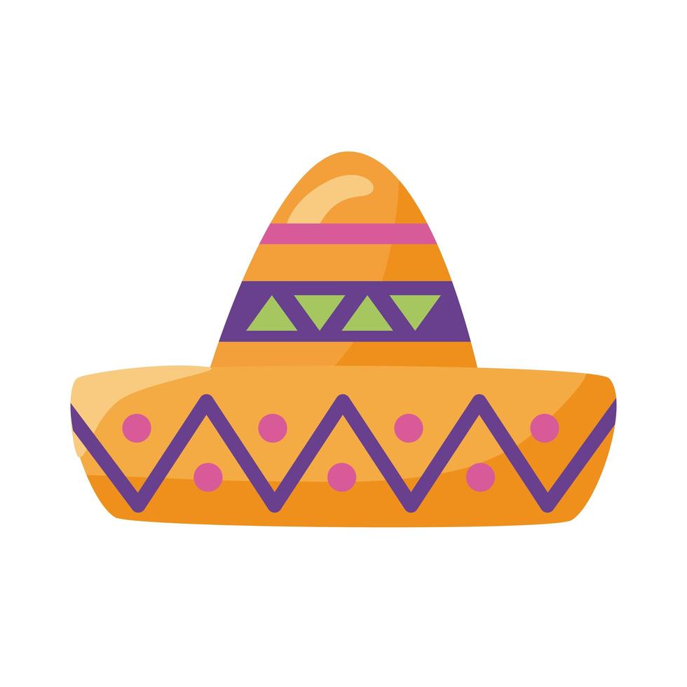 icône de style détaillé de chapeau mexicain traditionnel vecteur