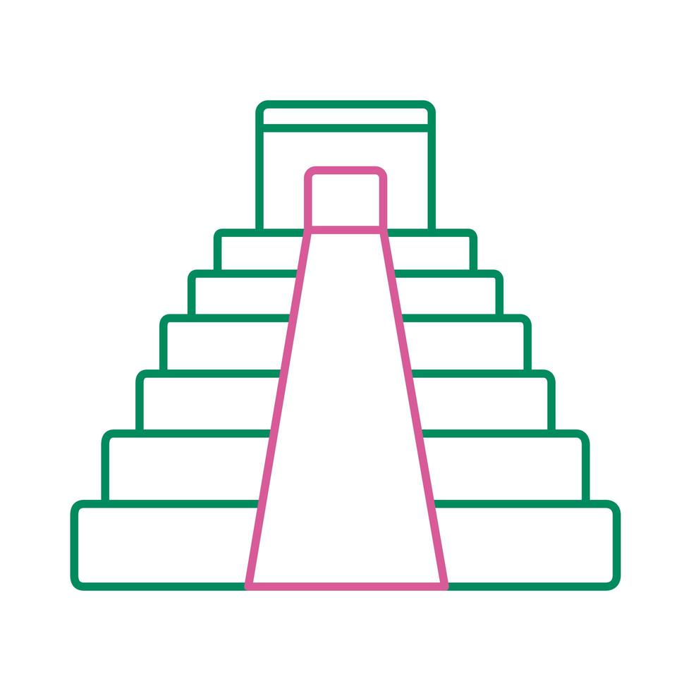 icône de style de ligne culture pyramide mexicaine vecteur