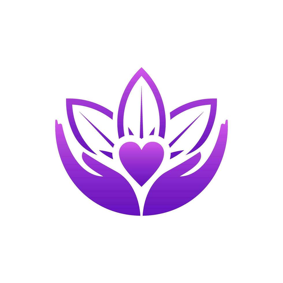 lotus fleur logo conception au dessus le main vecteur