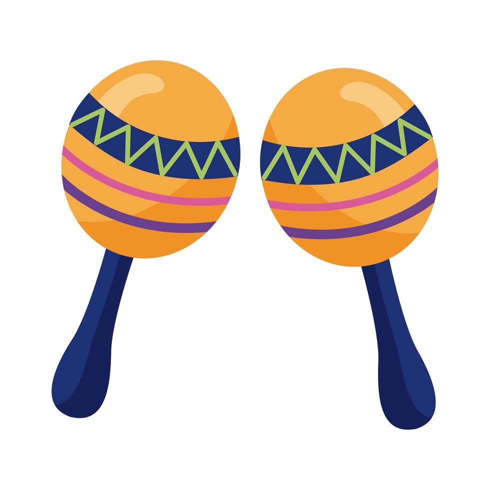 icône de style détaillé de la culture mexicaine maracas vecteur